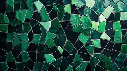 geometric mosaic of green and black tiles, modern and structured design, vibrant and clean composition, sharp and bold atmosphere