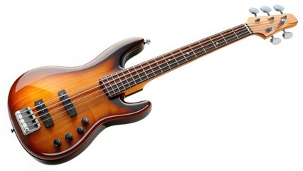 Sunburst Bass Guitar on White Background