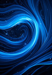 Futuristic Blue Energy Waves - Dynamic Light Streaks & Cosmic Digital Art Background Design