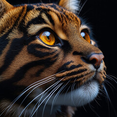 Obraz premium A close up of a tiger's face with yellow eyes