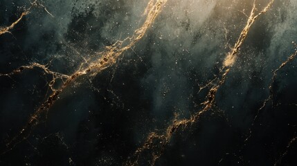 A stunning close-up of a dark marble surface with golden veining, creating an elegant and luxurious aesthetic.
