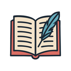 Poem Book and Feather Quill Icon