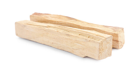 Two palo santo sticks on white background