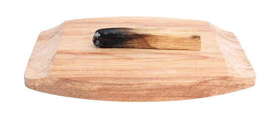 Burnt palo santo stick on white background