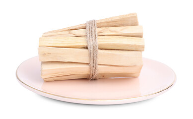 Bunch of palo santo sticks on white background