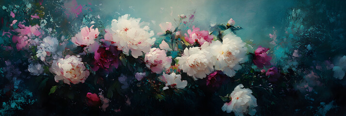 Obraz premium Serenity in Bloom: Captivating Peonies' Grace and Elegance in Nature's Palette