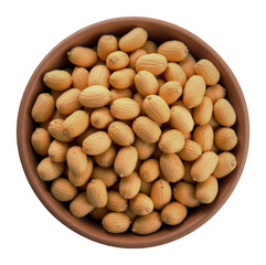 Crunchy Almonds in a Rustic Clay Bowl, Perfect for Snacking and Culinary Creations, Isolated on Transparent and White Background