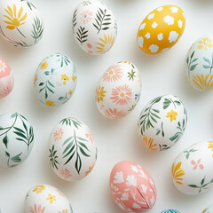 Fototapeta premium Easter eggs (dyed, decorated) on a white background