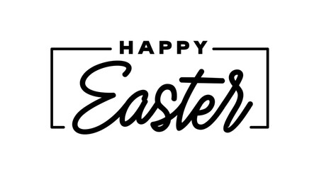 Happy Easter elegant minimalist banner. Message calligraphic design.