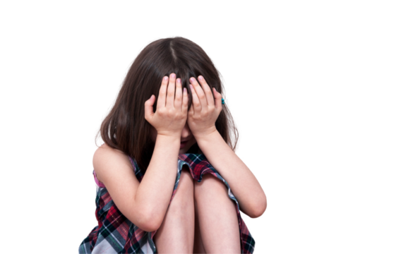 Little sad girl in depression