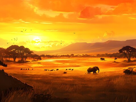 A vast savannah where lions, elephants and other wild