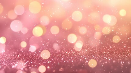 Obraz premium Soft pink glittering background filled with shimmering bokeh lights, creating a dreamy atmosphere.