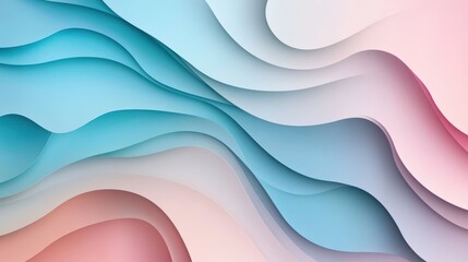 A vibrant abstract design featuring flowing waves in shades of blue, pink, and white, creating a calming and dynamic visual effect.