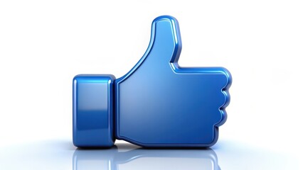 Blue Thumbs Up Icon on White Background