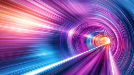 Gradient neon tunnel stretching endlessly, blending from magenta to electric blue, futuristic and mesmerizing