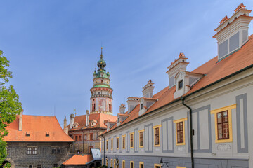 Obraz premium Castle tower, Cesky Krumlov, Czech Republic. UNESCO World Heritage Site.
