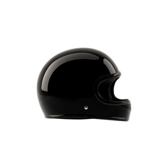 Sleek black motorcycle helmet with glossy finish and smooth curved design in side profile