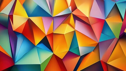 Fototapeta premium A vibrant abstract background featuring a kaleidoscope of colorful triangles, creating a dynamic visual texture.
