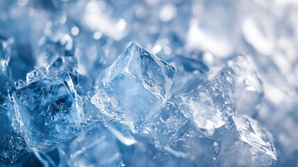 Obraz premium Ice cubes create a refreshing composition with shimmering textures and cool colors in a close-up view