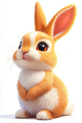 Obraz premium A small orange and white rabbit sitting on a white surface