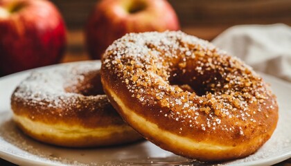 High-Quality Illustration: Banner Featuring Delicious Apple Cider Donuts with Cinnamon Sugar &ndash; Perfect Comfort Food for the Fall Season