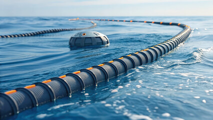 Technology & Digital Trends concept, Ocean cleanup technology with automated systems for waste removal