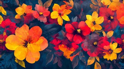 modern floral patterns with intricate contrasts and vibrant colors, artistic and dynamic composition, textured and radiant design, bold and cheerful tones