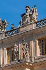 Obraz premium External view of architectural fragments of Chateau de Versailles (Palace of Versailles), is one of France’s most famous and most visited monuments. Versailles, Paris, France.