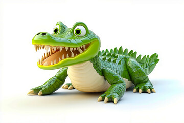 Fototapeta premium A cartoon alligator with its mouth open and teeth wide open