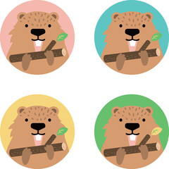 かわいいビーバーの顔アイコン