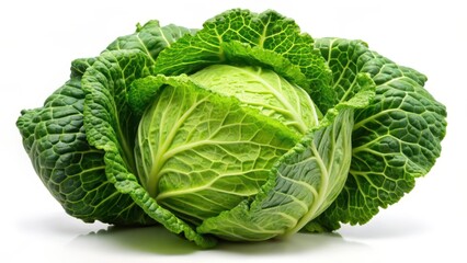 Obraz premium Savoy Cabbage on White Background