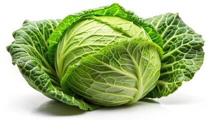 Fototapeta premium Green Cabbage on White Background