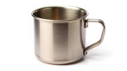 Stainless Steel Mug on White Background