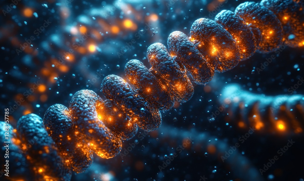 Aufkleber abstract molecular structure with illuminated elements and dynamic background for science themes