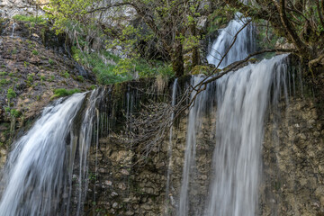 Cascades de la Doria au printemps, massif des Bauges , Saint Jean d' Arvey , Savoie , Alpes France