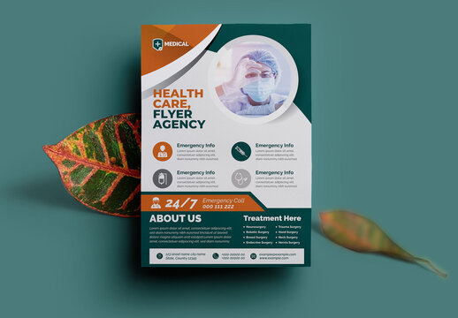 Health Care Flyer Template With Abstract Colorful Accents 