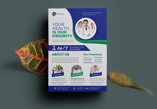 Medical Advertisement Flyer Template With Blue Accents