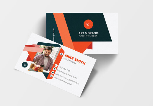 Corporate Business Card Template With Orange Accents