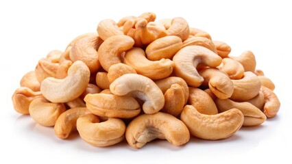 Fototapeta premium Cashew Nuts Pile, White Background