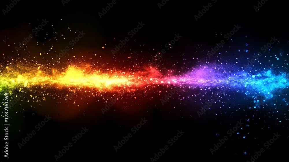 Canvas Prints vibrant rainbow light burst with glowing particles, abstract and dynamic, artistic and immersive, br