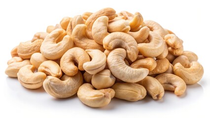 Fototapeta premium Cashew Nuts Pile on White Background