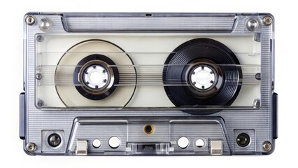 Compact Cassette Tape on White Background