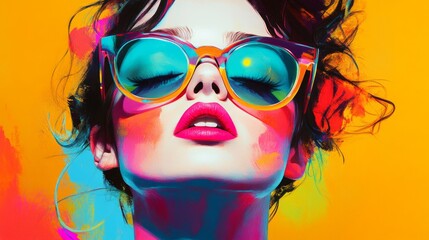 vivid pop art portraits with exaggerated features, bold colors, and dynamic compositions, a playful nod to contemporary artistic expression with a retro touch