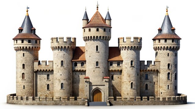 Medieval Castle on White Background