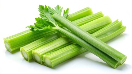 Celery Stalks on White Background