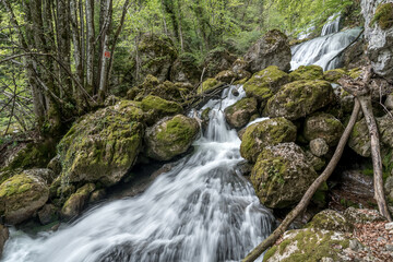 Cascades de la Doria au printemps, massif des Bauges , Saint Jean d' Arvey , Savoie , Alpes France