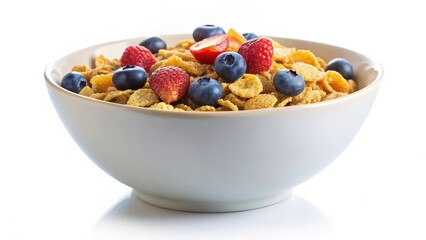 Cornflakes with Berries in Bowl