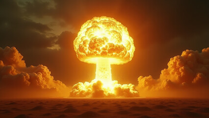 Fototapeta premium Nuclear Bomb Explosion, a Spectacle of Total Destruction