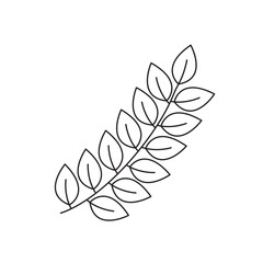 Leaves branch simple outline hand drawn doodle vector illustration, floral botanical minimalist image for environment projects, nature concept, coloring page,