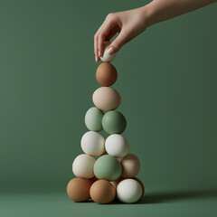 eggs in a Christmas tree shape pile